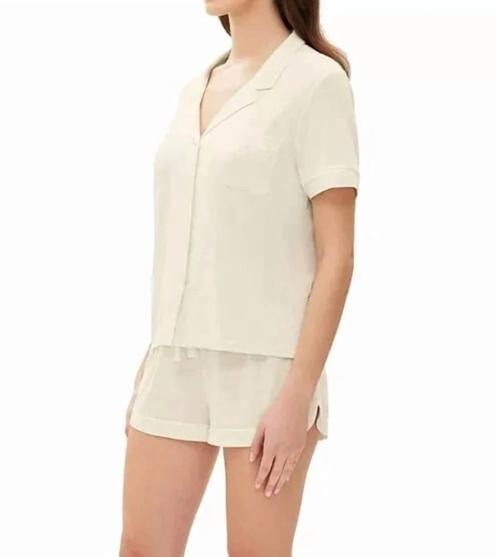 NWT Gap Body Pajama PJ Top Womens XL Oatmeal Beige Heather Short Sleeve Pajama